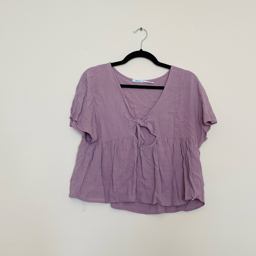 Boho cropped blouse with keyhole design